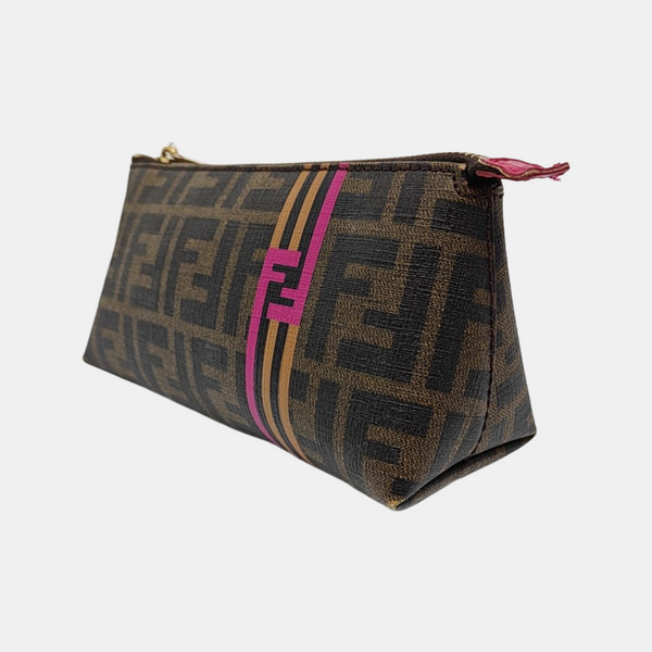Coated Canvas Clutch Brown