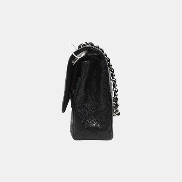 CLASSIC FLAP Medium Quilted Grained Calfskin Black
