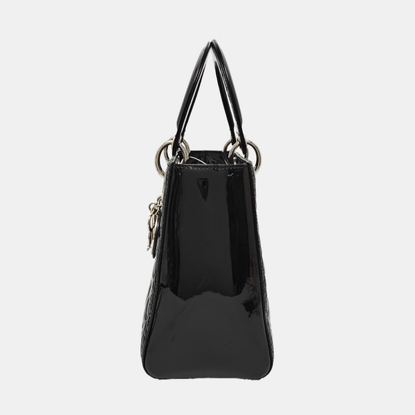 Lady Dior Medium Cannage Patent Leather Black