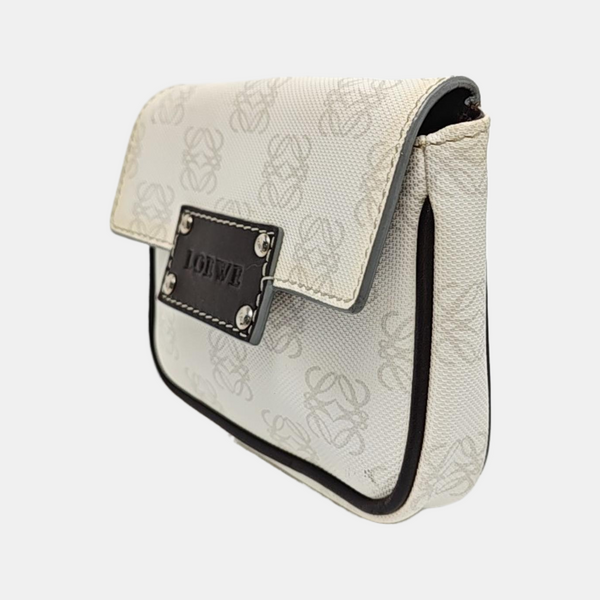 Monogram Coated Canvas Clutch White