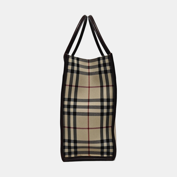 Coated Canvas Top Handle Bag Beige
