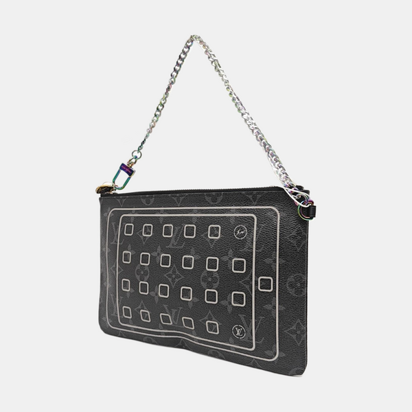 Monogram Coated Canvas Clutch Black