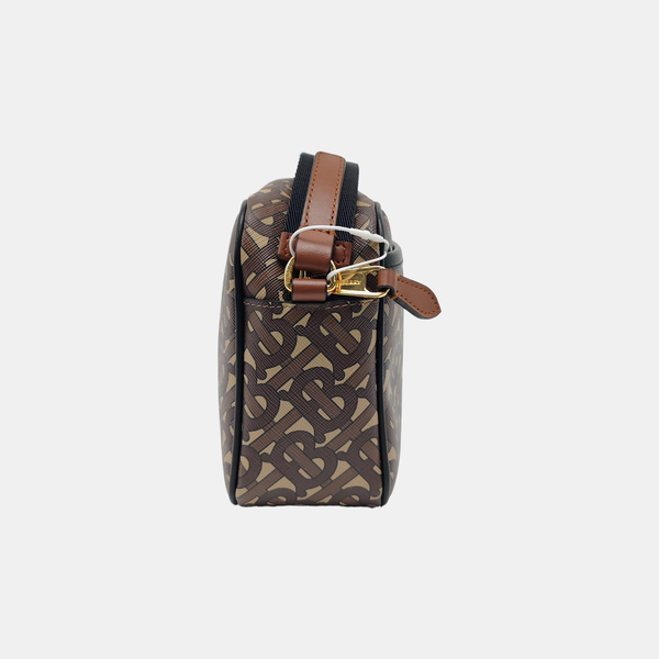 Coated Canvas Crossbody Bag Brown