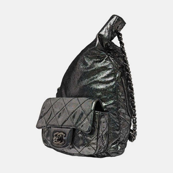 Quilted Calfskin Backpack Gray