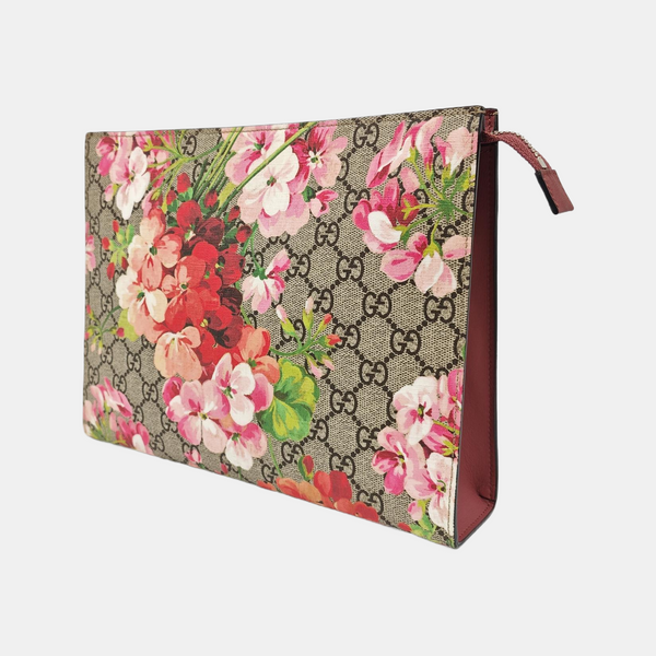 GG Blooms Large Monogram Coated Canvas Beige