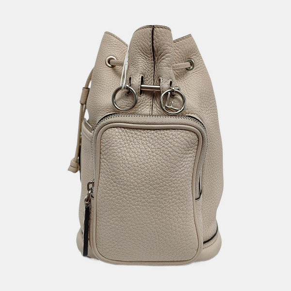 Authenticated pre-owned Mon Tresor Calfskin Beige - Bucket Bag at Looply