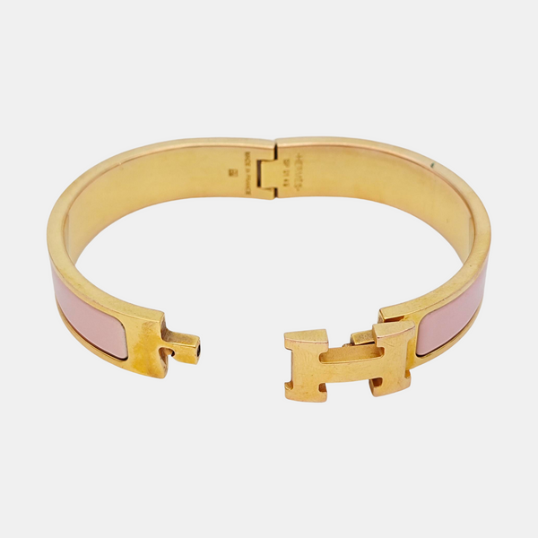 Brazalete Clic H de metal dorado