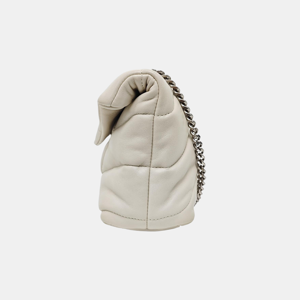 PUFFER Mini Chevron Lambskin White