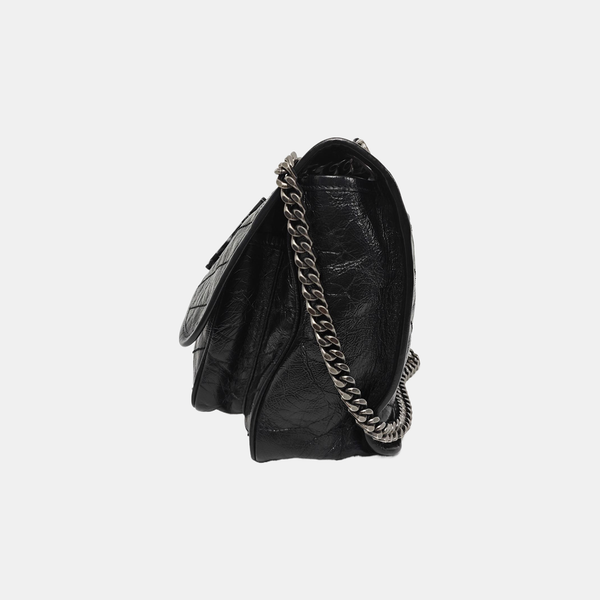 NIKI Medium Chevron Calfskin Black