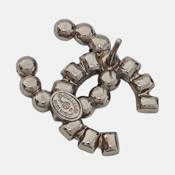 CC Logo Metal Gray Stud Earrings