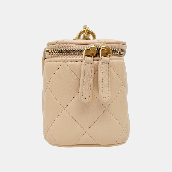 VANITY CASE Mini Quilted Lambskin Pink