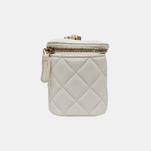 VANITY CASE Medium Quilted Grained Calfskin White
