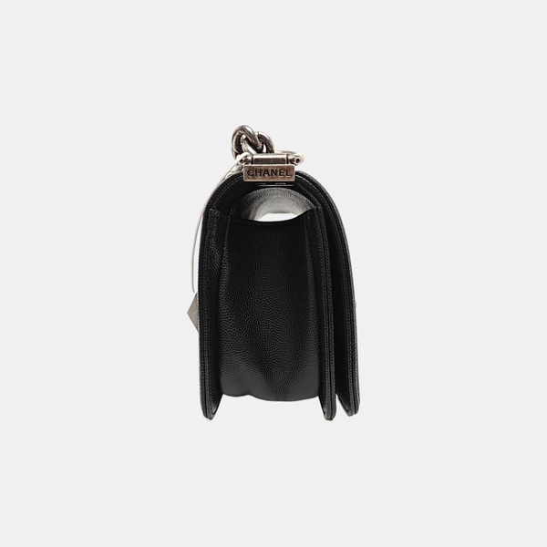 Authenticated pre-owned BOY CHANEL Small Quilted Grained Calfskin Black - Shoulder Bag at Looply