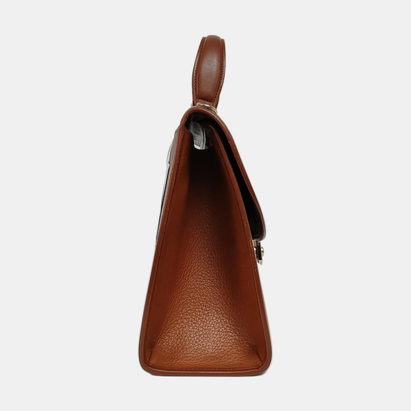 Calfskin Top Handle Bag Brown