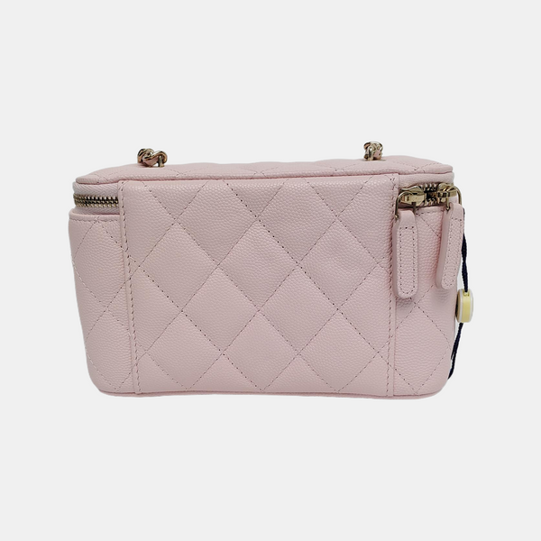 Authenticated pre-owned VANITY CASE Quilted Grained Calfskin Pink - Crossbody Bag at Looply
