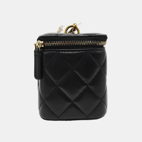 VANITY CASE Small Quilted Lambskin Black