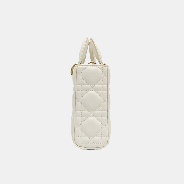 Lady D-Joy Medium Cannage Lambskin White