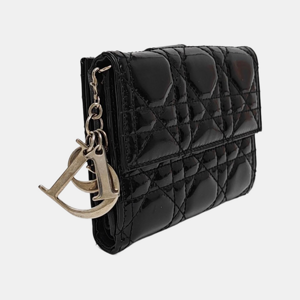 Cannage Patent Leather Wallet Black