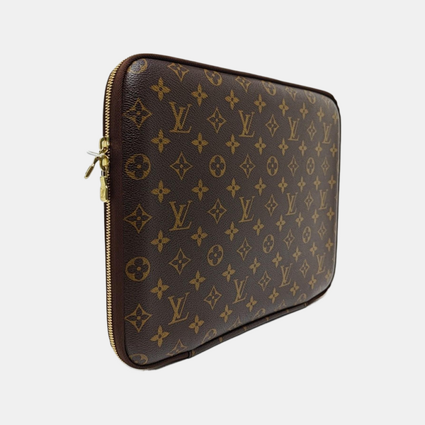 Monogram Coated Canvas Clutch Brown