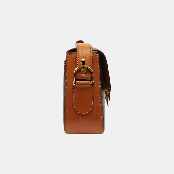 Coated Canvas Shoulder Bag Brown