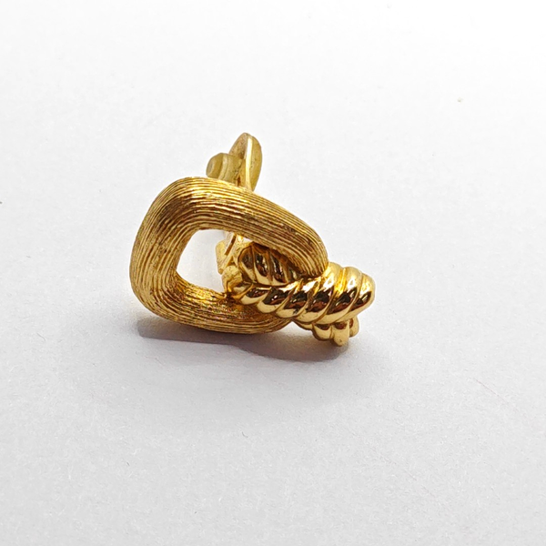 Twist Round Metal Gold Clip On Earrings