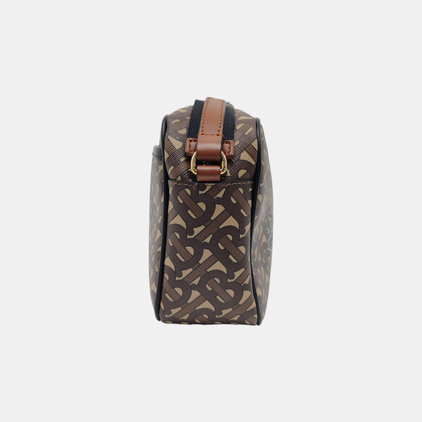 Coated Canvas Crossbody Bag Brown