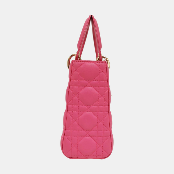 Authenticated pre-owned Lady Dior Small Cannage Lambskin Pink - Tote Bag at Looply