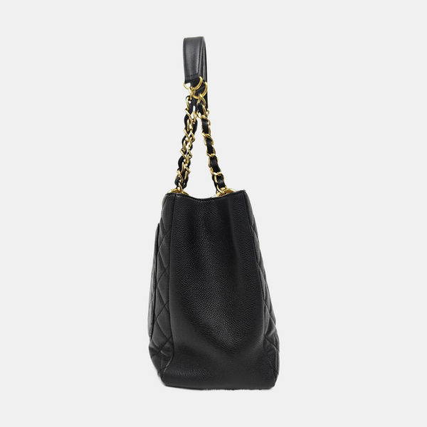 CHANEL GST Large Quilted Grained Calfskin Black
