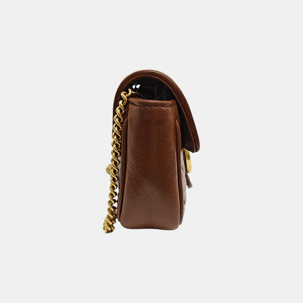GG Marmont Mini Quilted Calfskin Brown