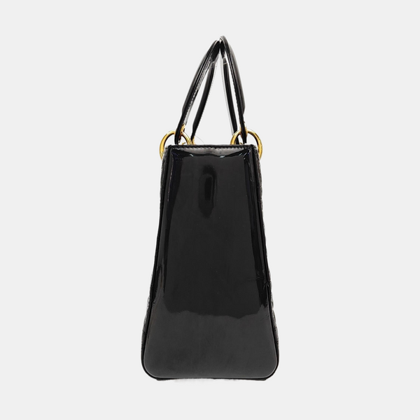 Lady Dior Medium Cannage Patent Leather Black