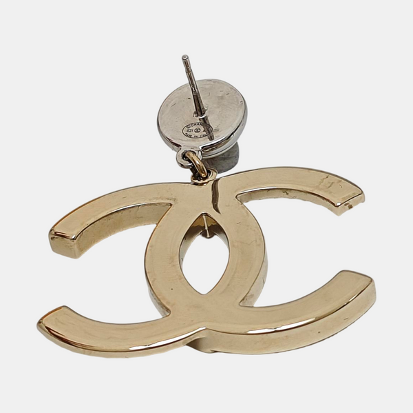 CC Logo Metal Gold Stud Earrings