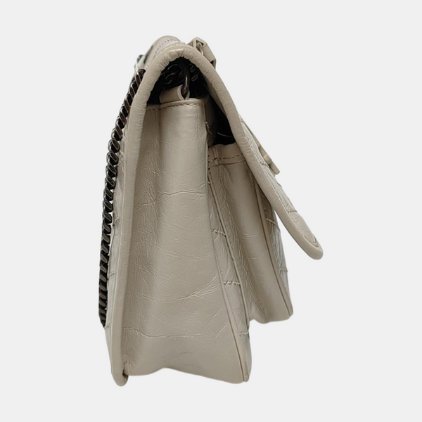 NIKI Small Chevron Calfskin White