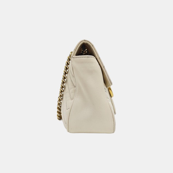 GG Marmont Medium Quilted Calfskin White
