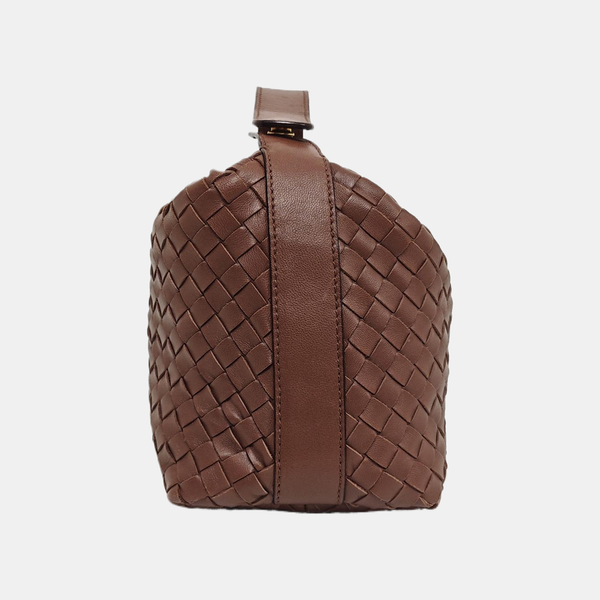 Lambskin Top Handle Bag Brown