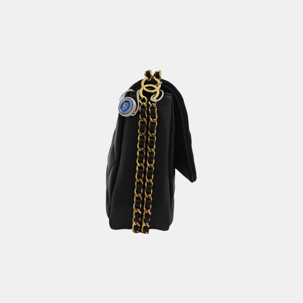 CLASSIC FLAP Mini Quilted Grained Calfskin Black