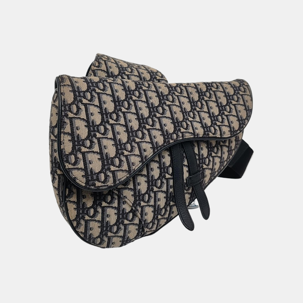 Authenticated pre-owned Saddle Medium Oblique Canvas Blue - Crossbody Bag at Looply