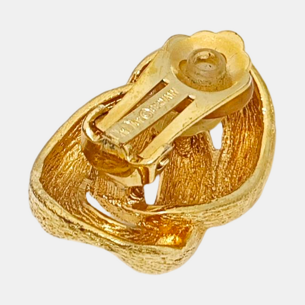 Twist Round Metal Gold Clip On Earrings