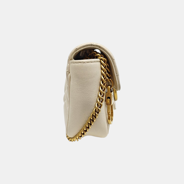 GG Marmont Mini Quilted Calfskin White