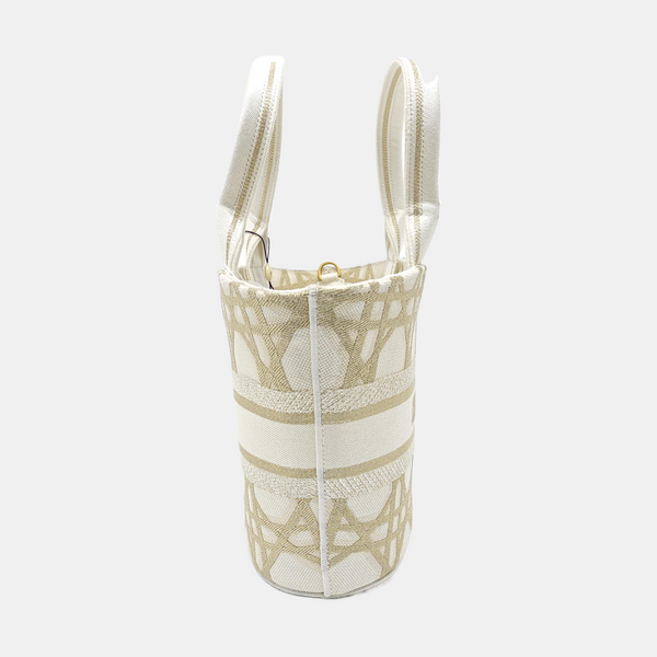 Cannage Canvas Tote Bag White
