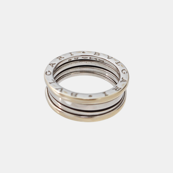 B.ZERO1 18k White Gold Silver Ring EU 59