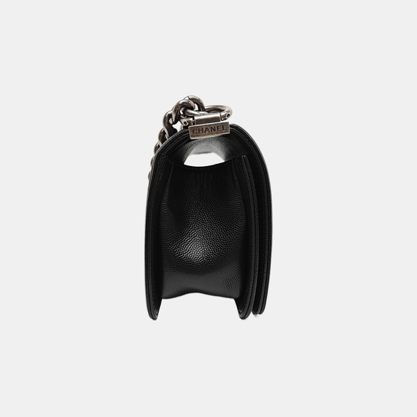 BOY CHANEL Small Quilted Grained Calfskin Black