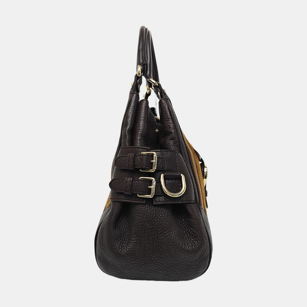 Calfskin Top Handle Bag Brown