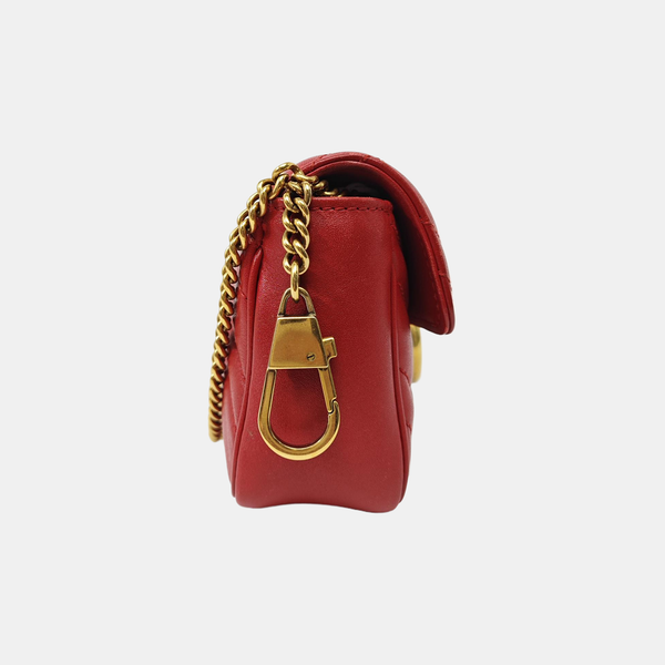 GG Marmont Mini Quilted Calfskin Red