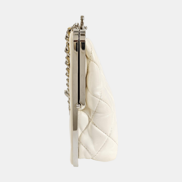 Quilted Lambskin Shoulder Bag White