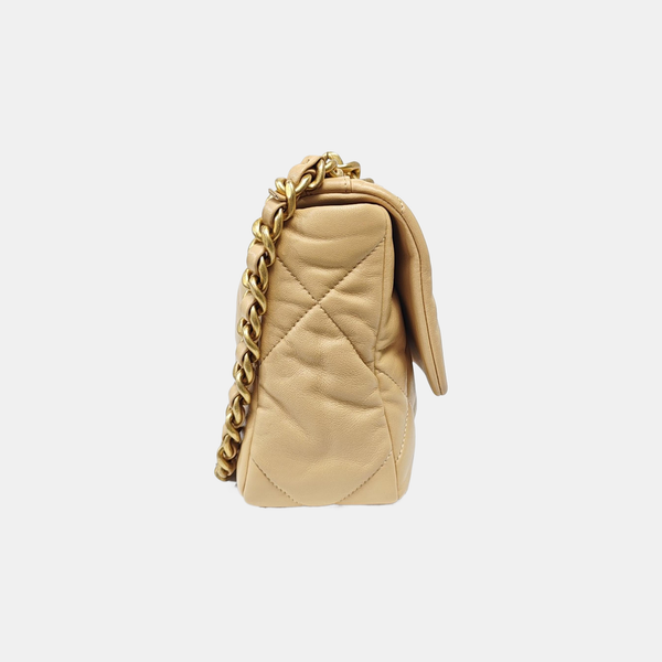 CHANEL 19 Small Quilted Lambskin Beige