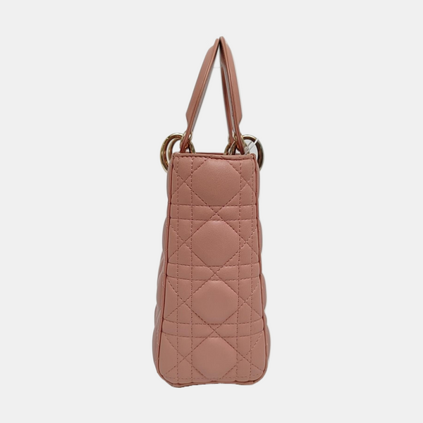 Authenticated pre-owned Lady Dior Small Cannage Lambskin Pink - Tote Bag at Looply