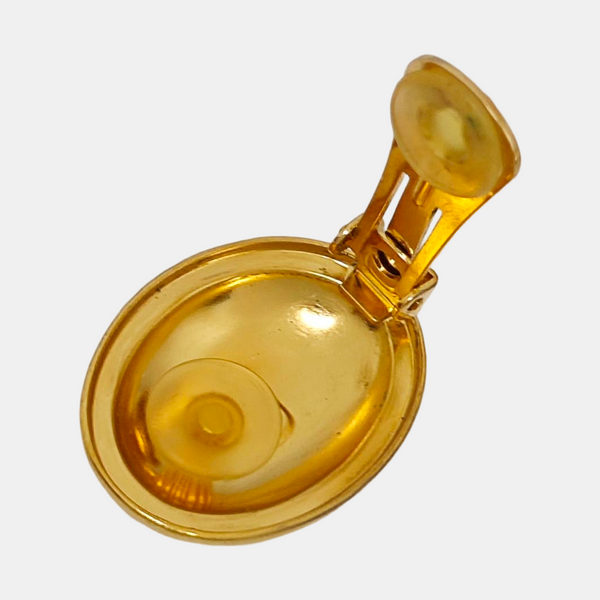 Petit CD Metal Gold Clip On Earrings