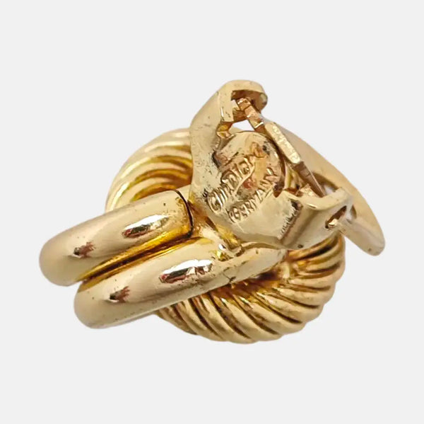 Twist Round Metal Gold Clip On Earrings