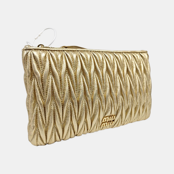 Quilted Lambskin Clutch Gold