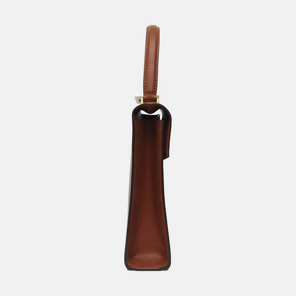 Coated Canvas Top Handle Bag Brown